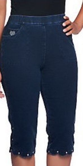 Bling eilet scalloped edge petal pushers 2x - Picture 3 of 4